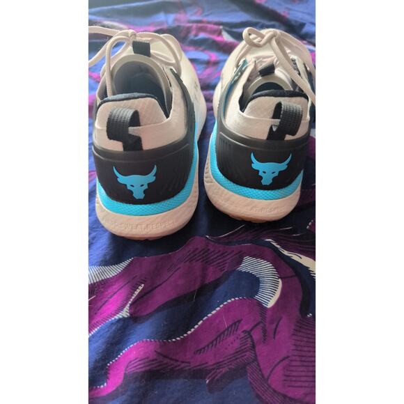Under Armour Project Rock 5 Shoes Men\'s Sz 7 Grey Black Blue Surf EUC main image 6